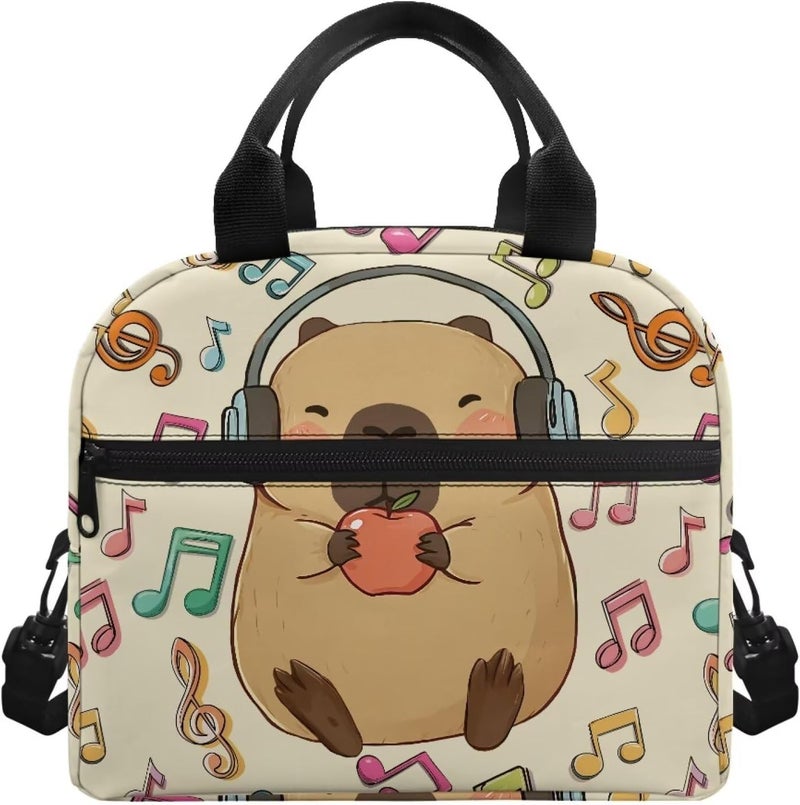Yuosegray Capybara Simple Modern Lunch Box for Girls 4-6 Note Card Preschool Lunch Box Boys 6-8 One Piece Meal Bag for Kids 8-10 Kindergarten Toddler Children Elementary School Adjustable Strap - Image 1